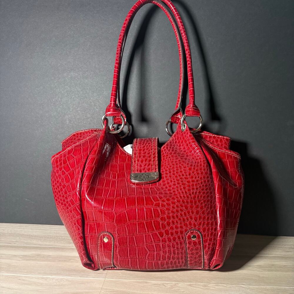 Y2K Faux animal skin shoulder bucket back tara yummy core mcbling Deep Red